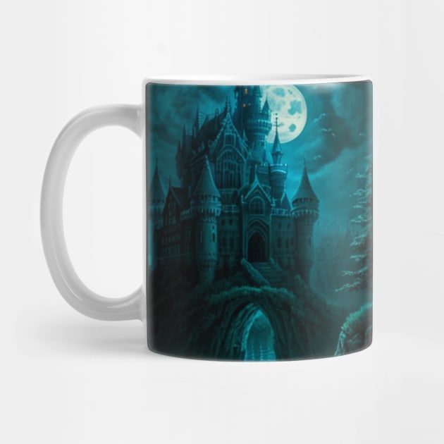 Spooky Halloween Castle in Blue and Black by CursedContent